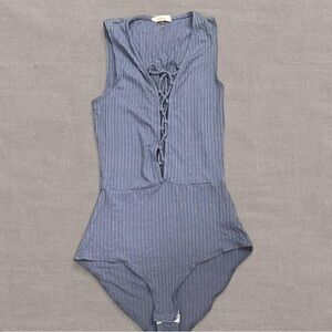 Soprano Blue Lace-Up Bodysuit